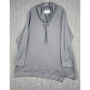 The Sweatshirt Project Cowl Neck Sweatshirt Women 3X Gray Studded Slv Pullover